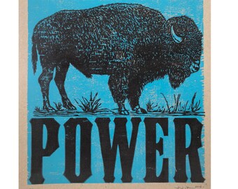Brown Power woodcut print
