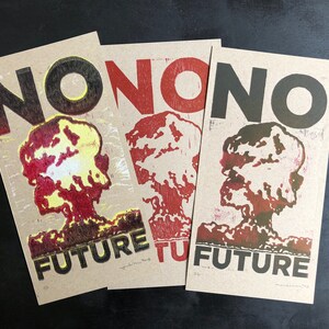No Future Woodcut print