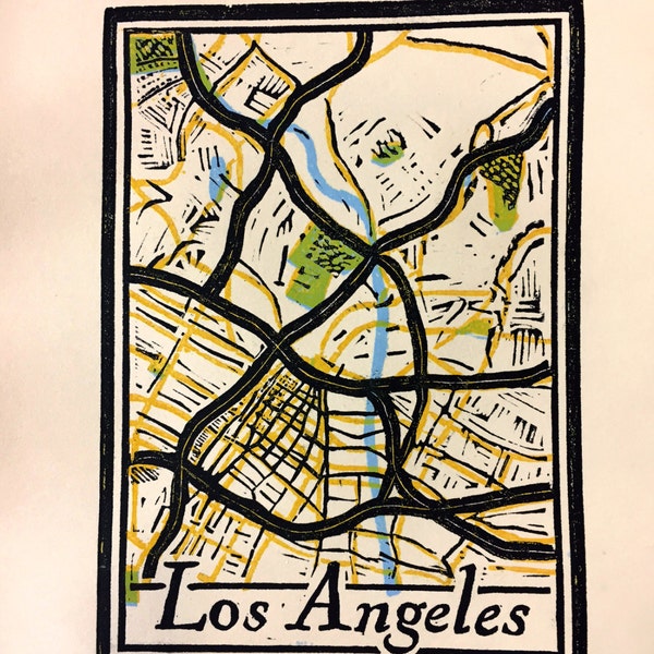 Wood Wall Map of Los Angeles Art Etsy