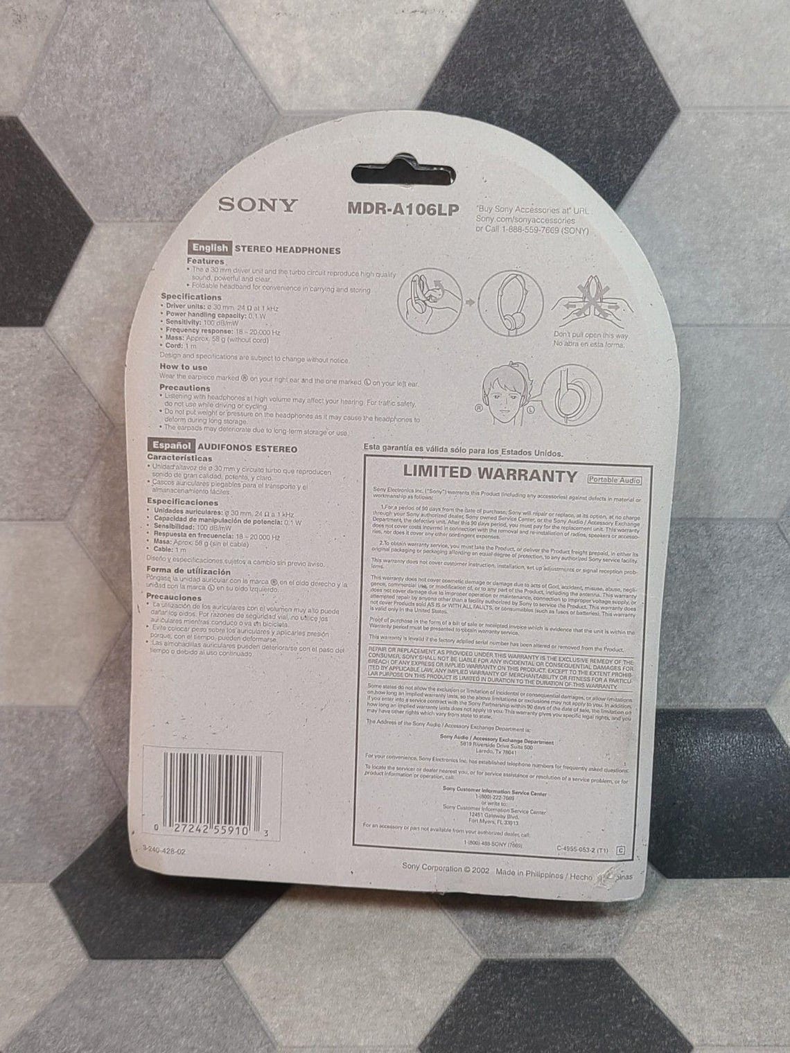 Vintage Sony 2002 Foldable Headphones MDR-A106LP, foto 2 di 4