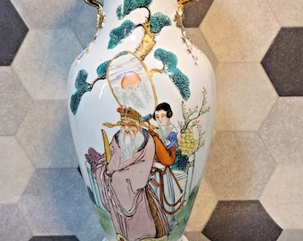 Antike Chinesische Famille Rose Porzellan Vase