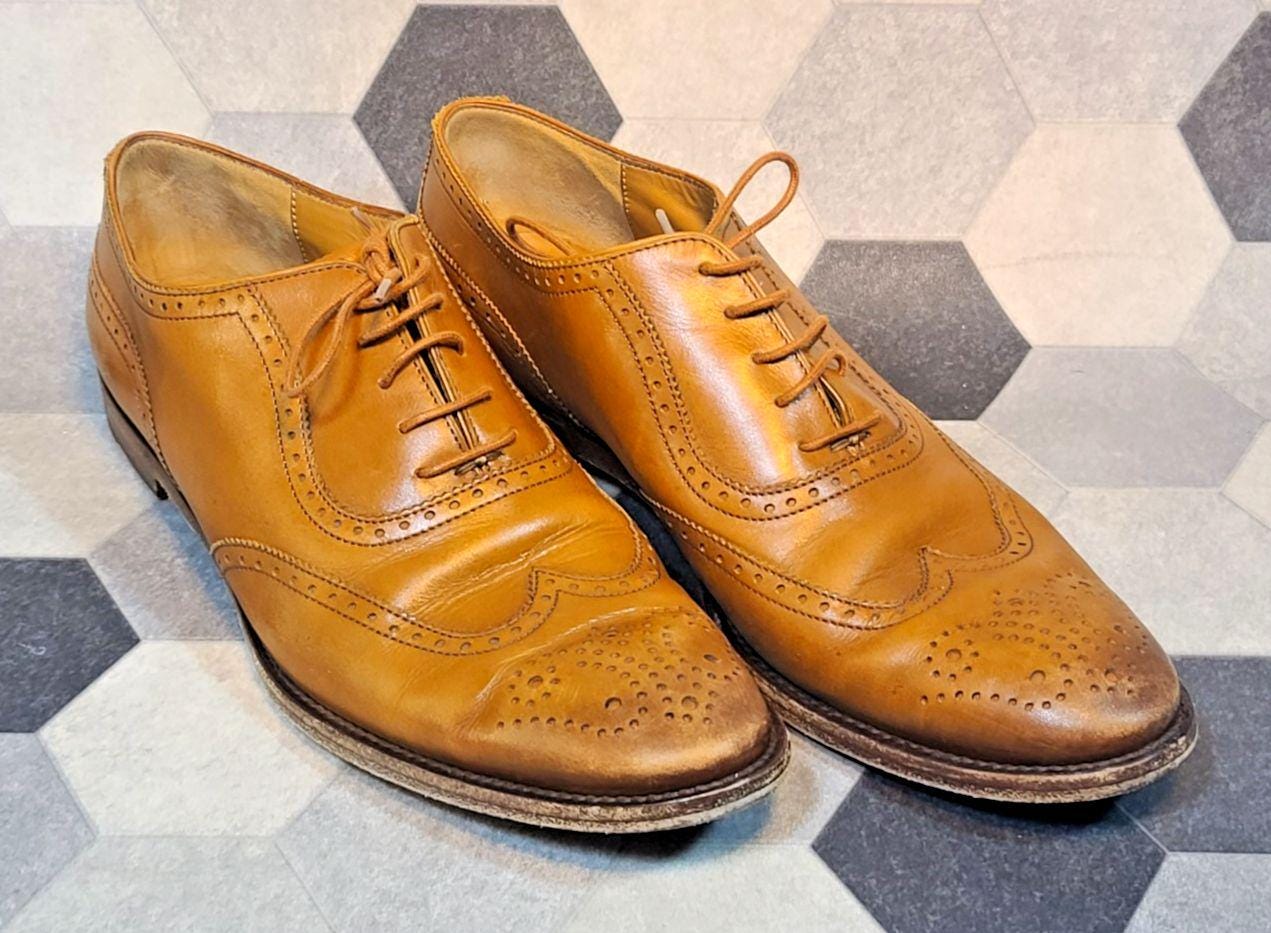 Ralph Lauren Sanderson Tan Leather Wingtip Dress Shoes Mens 9 USA Made Business Amazon.com | POLO RALPH LAUREN, Men main image 2