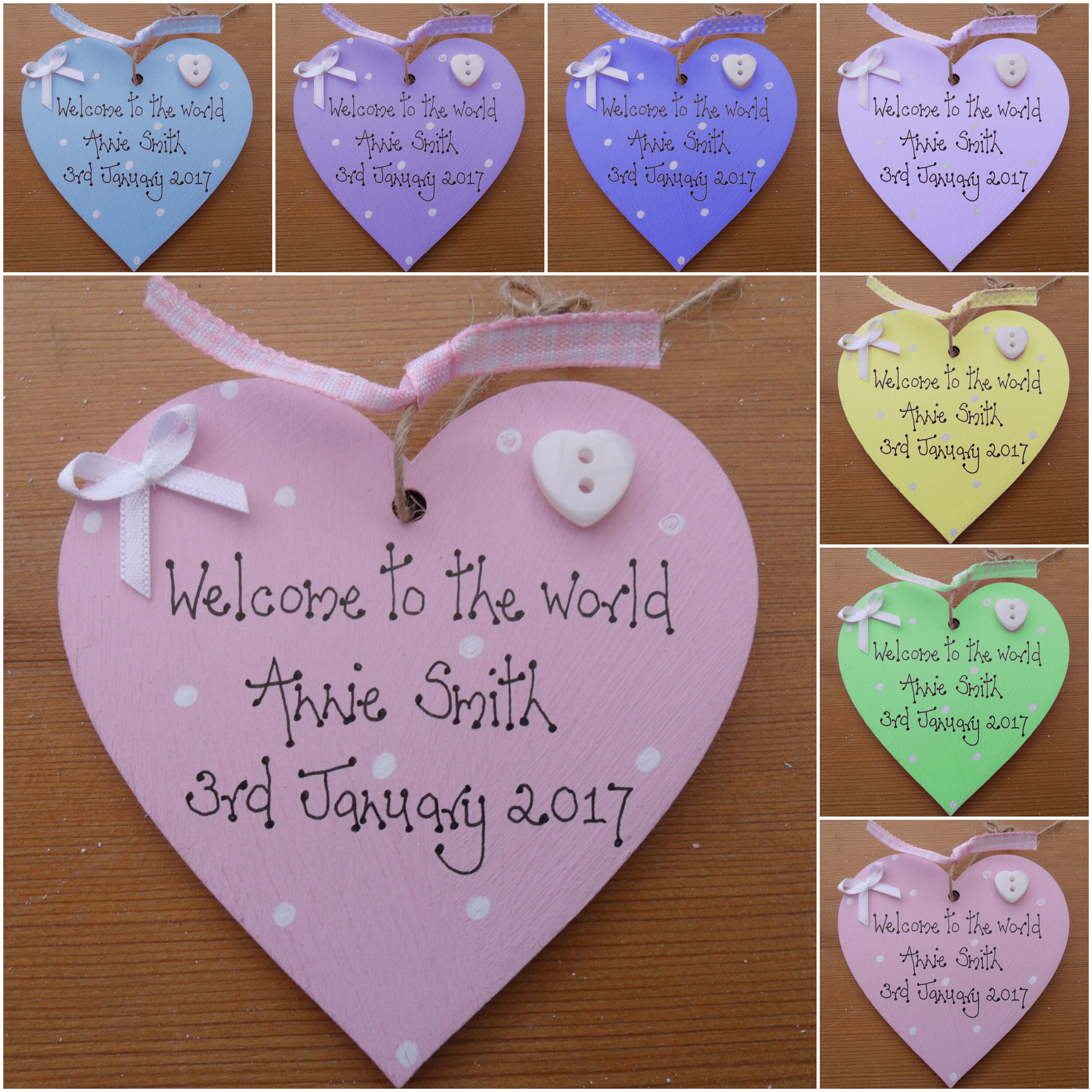 Christening Gift Girl Keepsake Personalised Wooden Heart Plaque Baby Boy 