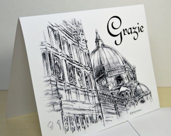 Grazie Florentine duomo Italian thank you note cards set of six