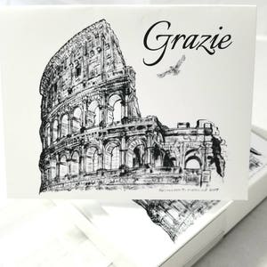 Thank you cards box set of six note cards country cowgirl boots and roses pen and ink illustration drawing
