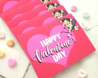 Valentine's Day cupid heart note cards box set