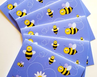 Bee note cards box set with included envelopes set of six