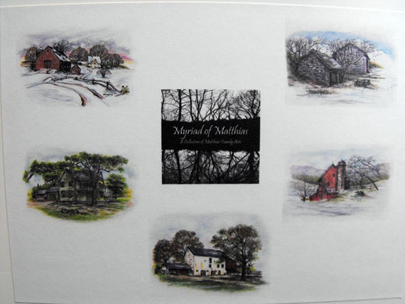 Five Rustic Note Cards Watercolor Print Christmas, Sympathy, Thank You ...