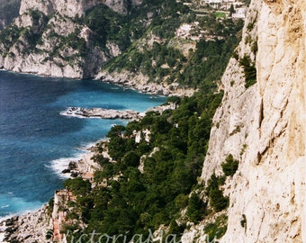 Island of Capri Rock Cliffs Ocean Italy fine art photo print  matted