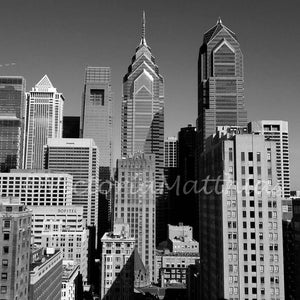 Philadelphia Skyscrapers black and white fine art photography matted image 1