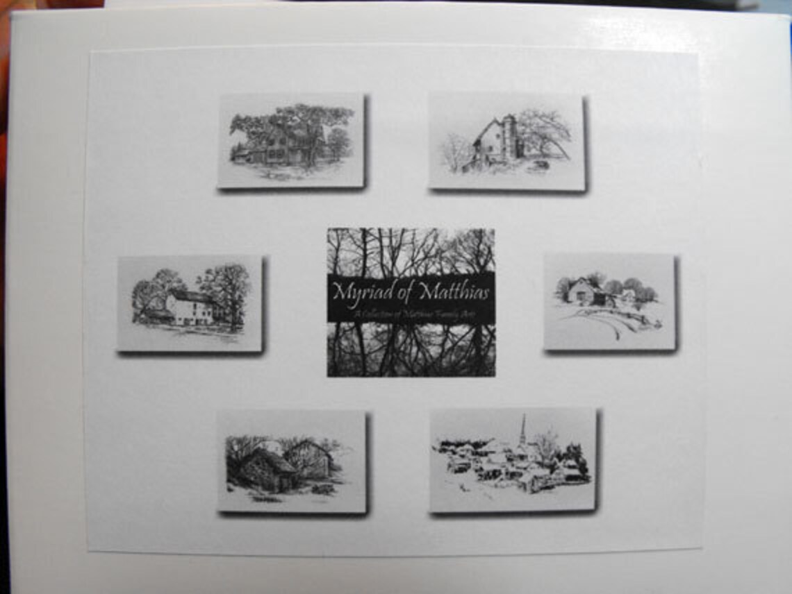 Multipack Pen and Ink Drawing Note Cards Thank You Cards, Wedding ...