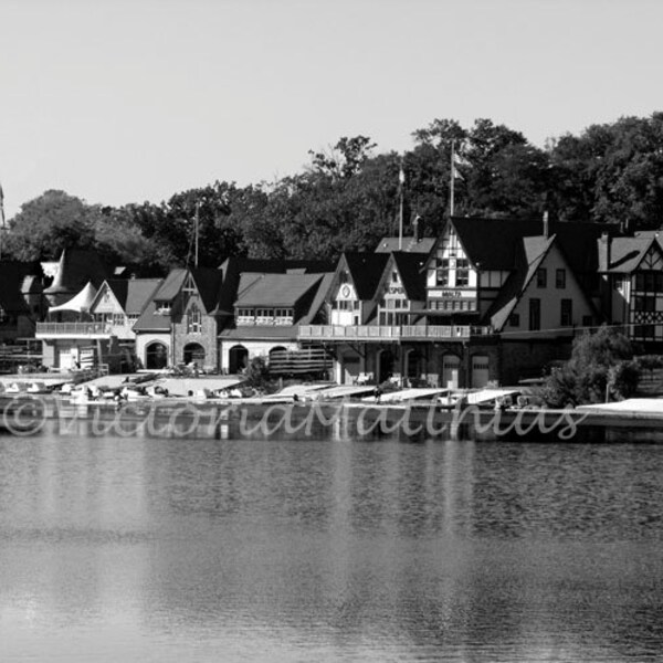 Philadelphia Boathouse Row fine art photography black and white matted