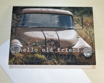 Vintage orange dodge rustic farm truck hello old friend note cards for him for men set of six