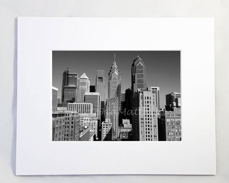 Philadelphia Skyscrapers black and white fine art photography matted image 2