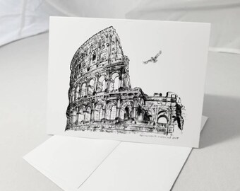 Colosseum Rome Italy blank note cards original pen and ink drawing box set of six