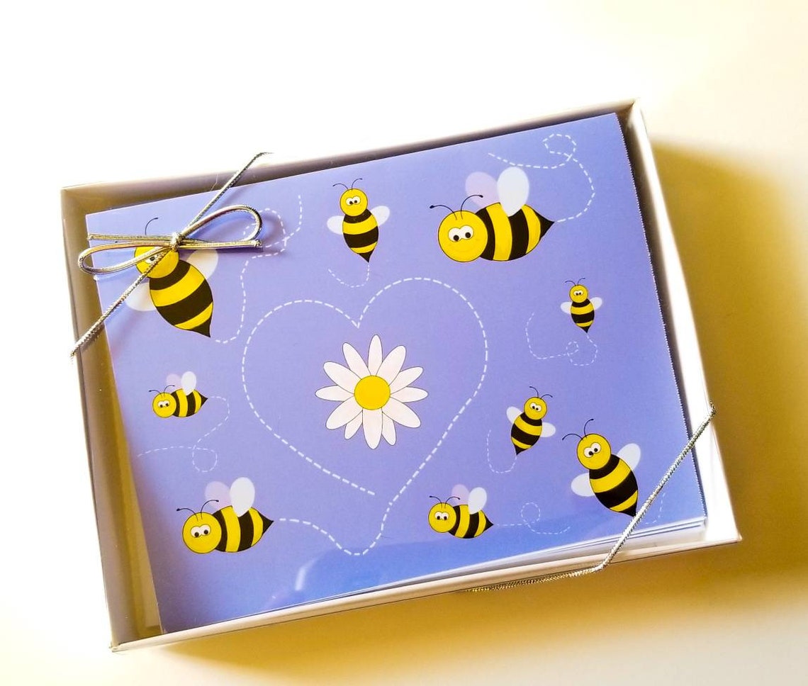 Bee Note Cards Box Set With Included Envelopes Set of Six Etsy