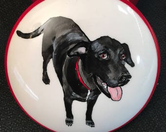 Custom Pet Portraiture, Hand Painted Small Round Ceramic Box with Portrait of Your Pet