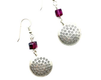 Hill Tribe Pure Silver Earrings with Swarovski Crystals