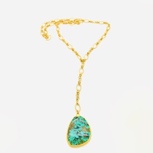 Gold Necklace with Turquoise Pendant