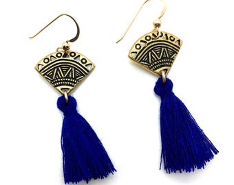 Blue Tassel Earrings