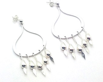 Hanging Feathers, Sterling Silver, Rhodium, Brass, Teardrop, Post Earrings, Gift Idea