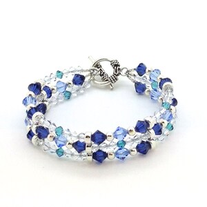 Kristallleiter, Armband, Swarovski Kristalle, Sterling Silber, Blautöne, Blau, Aqua, Teal, Geschenk für Sie, Geschenkidee, Funkelnd, Spaß