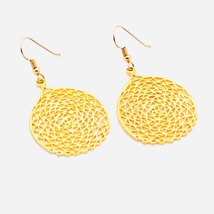Wired, Gold Earrings,Classic Earrings,Hipster Earrings,Modern Jewelry,Ornate,Filagree,Earrings for Work,Date Night,Little Black Dress,Gift