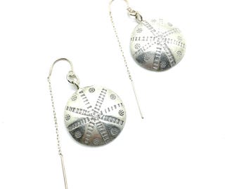 Sterling Silver Threaded Disk Earrings