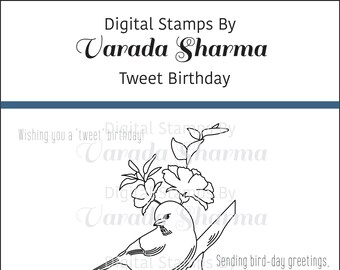 Digital Stamps - Tweet Birthday - Slimline