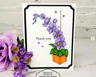 Digital Stamps - Exotic Orchids, flower illustration, floral digi stamp, tropical flowers image, card making, paper crafting, scrapbooking