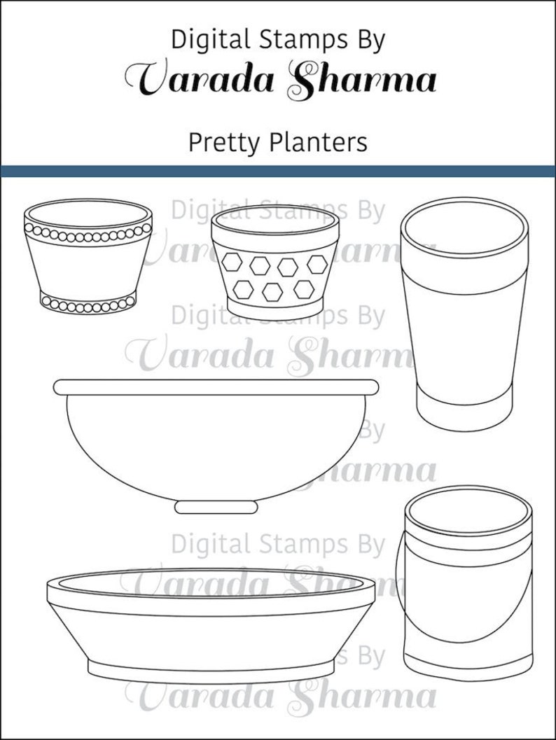 Digital Stamps Pretty Planters image 1