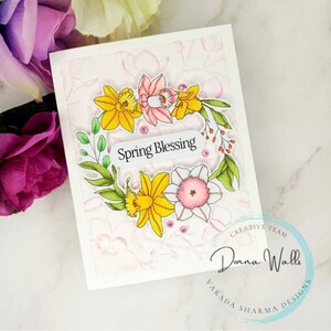Timbres numériques - Couronne de jonquille, timbre digi floral, fabrication de cartes, scrapbooking, artisanat en papier de printemps, artisans, timbre digi