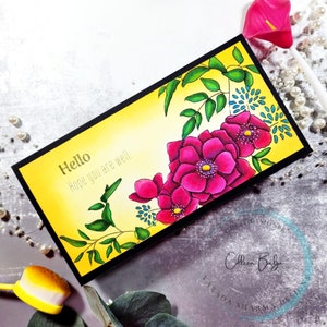 Digitale postzegels - Wish You Were Here, mooi anemoon bloemenbeeld, hoekbloemstuk digitaal beeld, kaarten maken, scrapbooking