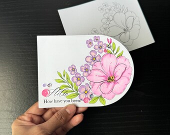 Digital Stamps - Enchanted Blooms, Floral digi stamp, card making, scrapbooking, spring paper craft, crafters