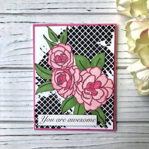 Francobolli digitali - My Beautiful Camellia, immagine digitale fiori, timbro digi per cardmaking, scrapbooking, papercrafting, timbro digi