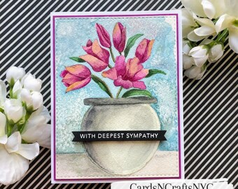 Digital Stamps - Pretty Little Tulips, Tulips Digital Stamp, Floral digi stamp, card making, scrapbooking, spring paper craft, crafters