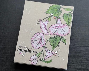 Digital Stamps - Morning Glory, floral digi stamp, flower illustration, digi images for paper crafting, card making, scrapbooking, climbers