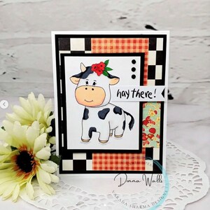 Digital Stamps - Farm Friends, Farm animals and flowers digital image, digi stamp for cardmaking, scrapbooking, papercrafting, critters digi