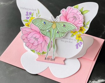 Digital Stamps - Lovely Luna, Luna moth and flowers digital image, digi stamp for cardmaking, scrapbooking, papercrafting, butterfly digi
