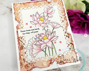 Digital Stamps - Water Lilies, flowers digital image, digi stamp for cardmaking, scrapbooking, papercrafting, lotus digi, lily flower image