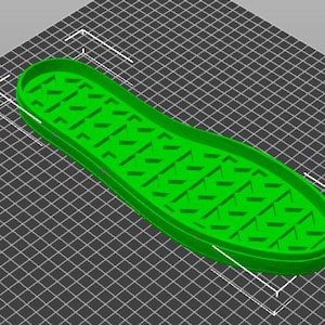 Puede incluir: Una suela de zapato de goma verde con un patrón de gofre.