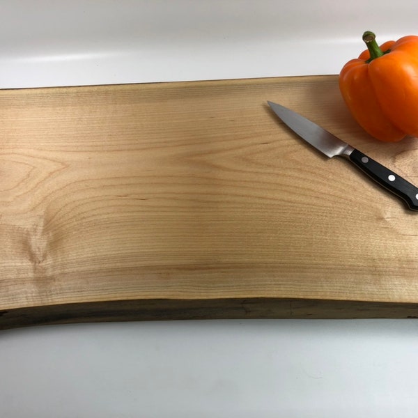 Live Edge Maple wood cutting board , Wood chopping block, Wood serving tray Cheese Board, Charcuterie,  Sushi tray, Salvaged Maple