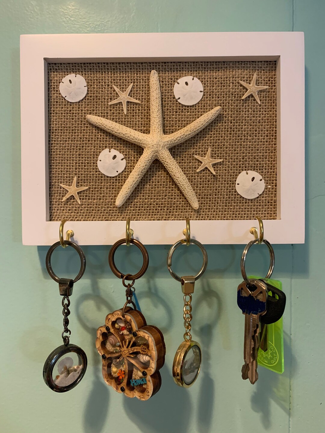 Key Hanger, Key Chain Hanger, Beach Frame, Starfish, Sand Dollars