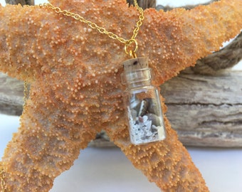 Tiny shell and sand necklace, Jar Necklace, Sand and Shell Jar Necklace, Beach Necklace, Bottle Necklace, Florida Sand