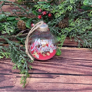 Merry Christmas ornament, sand ornament, beach ornament, shell ornament, beach decor, Christmas decor