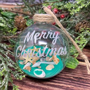 Christmas ornament, beach ornament, Christmas decor, ocean ornament, shell ornament, sand ornament,