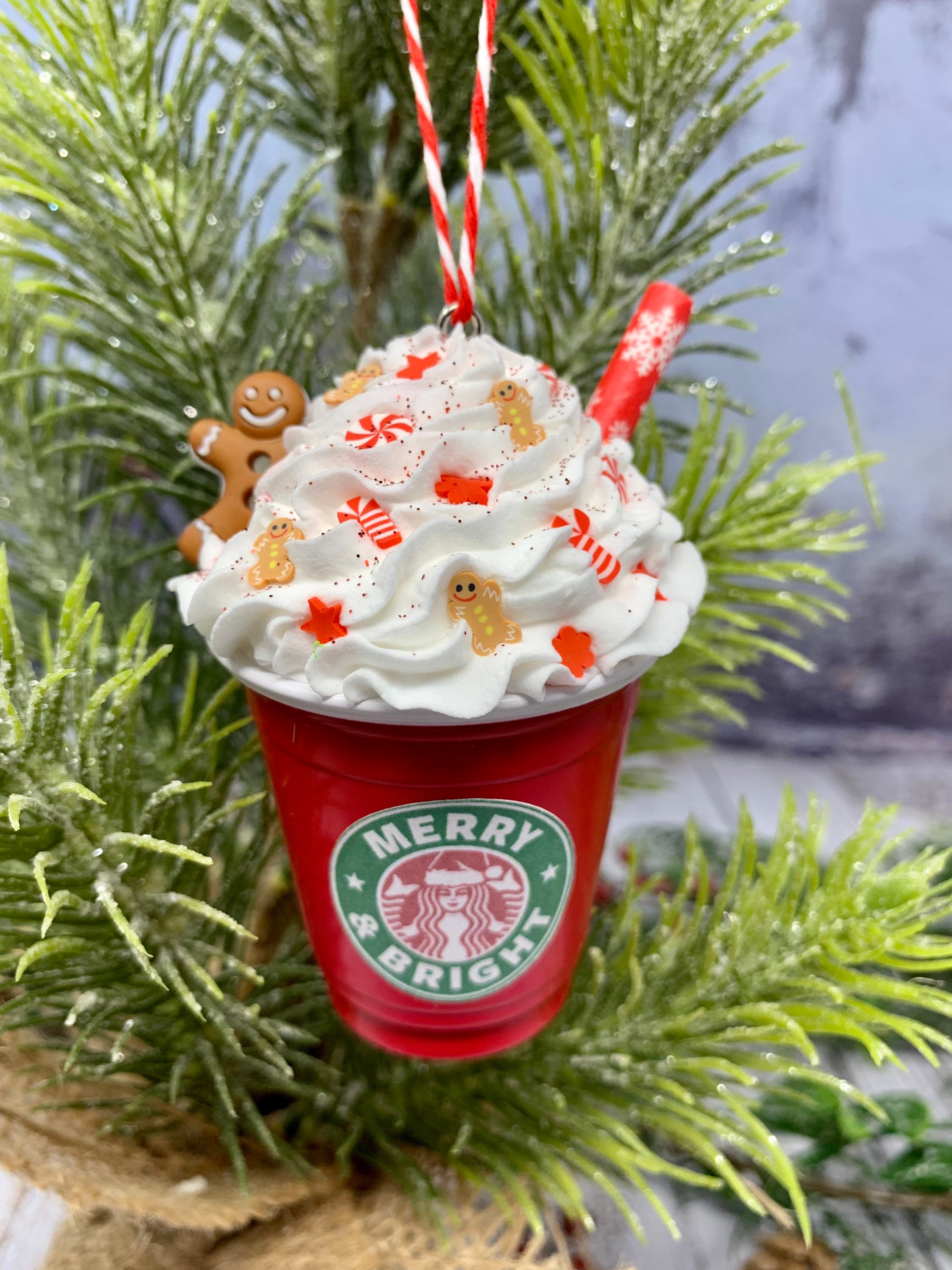 Starbucks Ornaments, Christmas Ornaments, Faux Whipped Cream Cup Ornaments,  Christmas Decor, Christmas Gift 