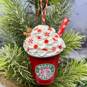 Adornos de Starbucks, adornos navideños, adornos de taza de crema batida falsa, decoración navideña, regalo de Navidad