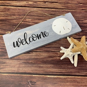 Willkommensschild, Willkommensschild, Strand Willkommensschild, Sand Dollar Schild, rustikales Schild, Sommer Schild, Wanddeko, Eingangsweg Schild,