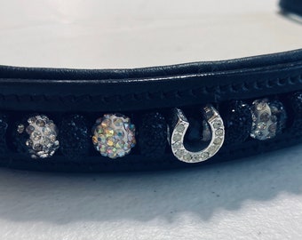 Designer leather beaded bling browband